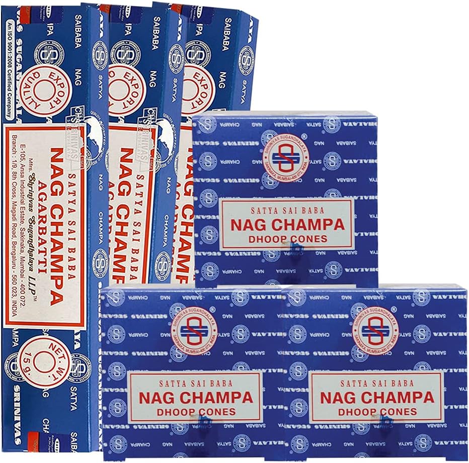 Satya Nag Champa Incense Sticks and Cones Combo Pack - Total Approx 45 Nagchampa Sticks and 36 Dhoop Incense cones