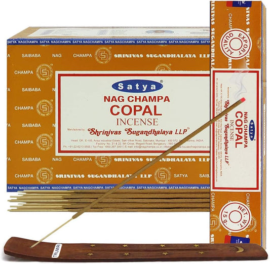 Satya Copal Incense Sticks - 12 Packs of 15g Agarbatti - Total Approx 180 Spiritual Sticks