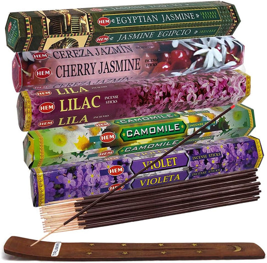 Hem 5 Floral Scents Incense Sticks Variety Pack - 20 sticks/scent - Total Approx 100 Joss Sticks Incienso Sahumerio