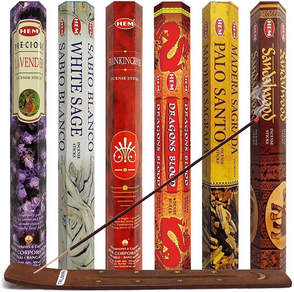 Hem 6 Most Gifted Scents Incense Sticks Variety Pack - 20 sticks/scent - Total Approx 120 Joss Sticks Incienso Sahumerio