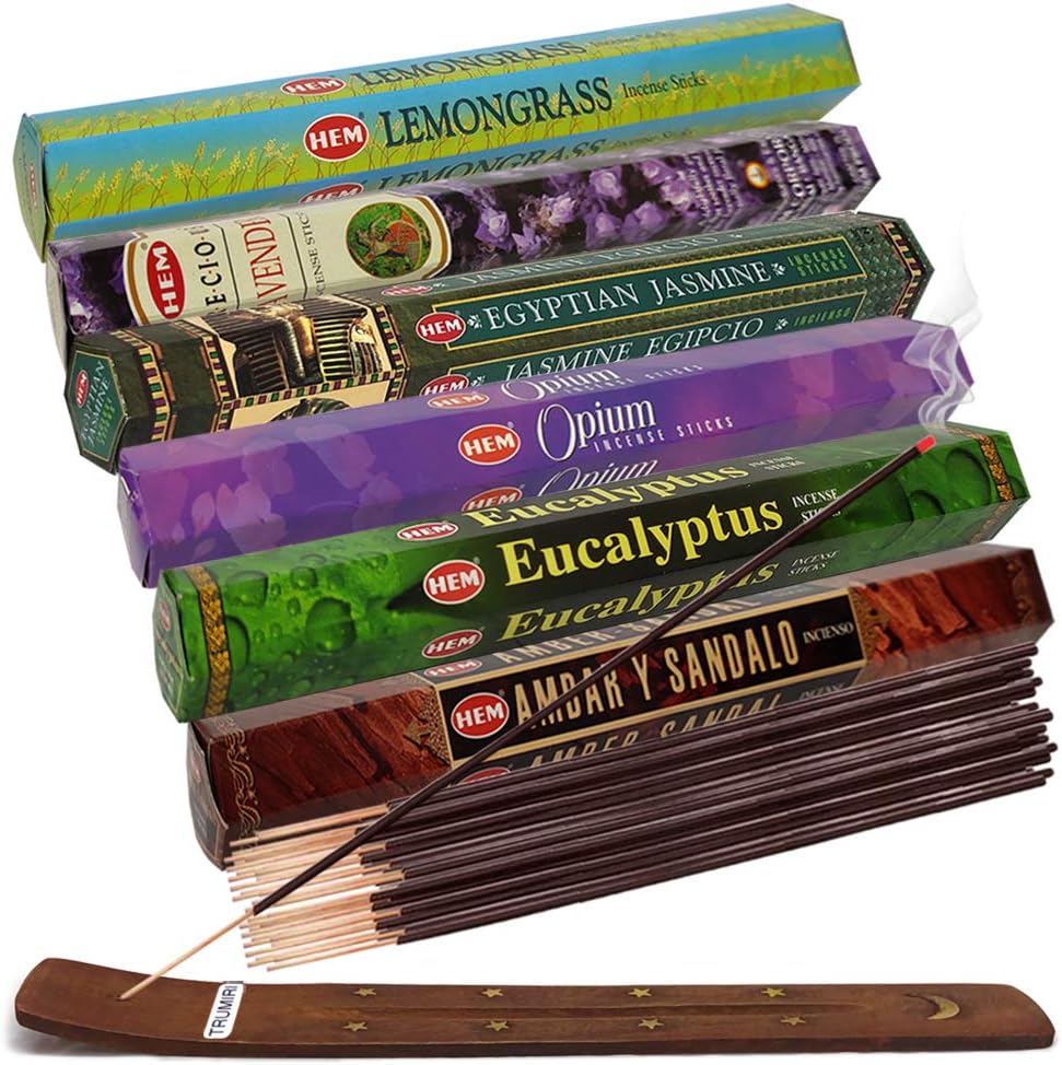 Hem 6 Bestselling Scents Incense Sticks Variety Pack - 20 sticks/scent - Total Approx 120 Joss Sticks Incienso Sahumerio