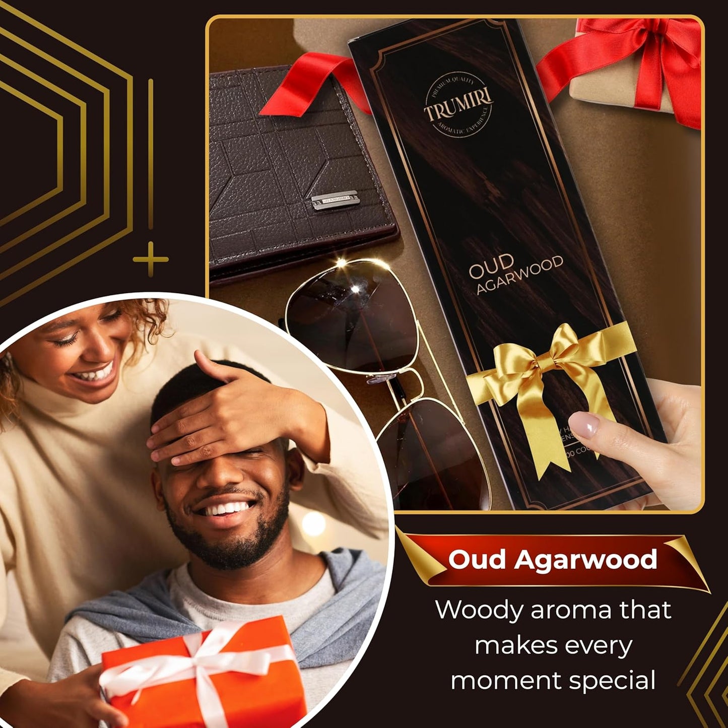 Oud Agarwood Incense Sticks - Pack of 100 Insence-Sticks - Inciensos Aromaticos Made with Natural Agarwood Essential Oil - Scented Inscents Non Toxic Agarbatti Insense