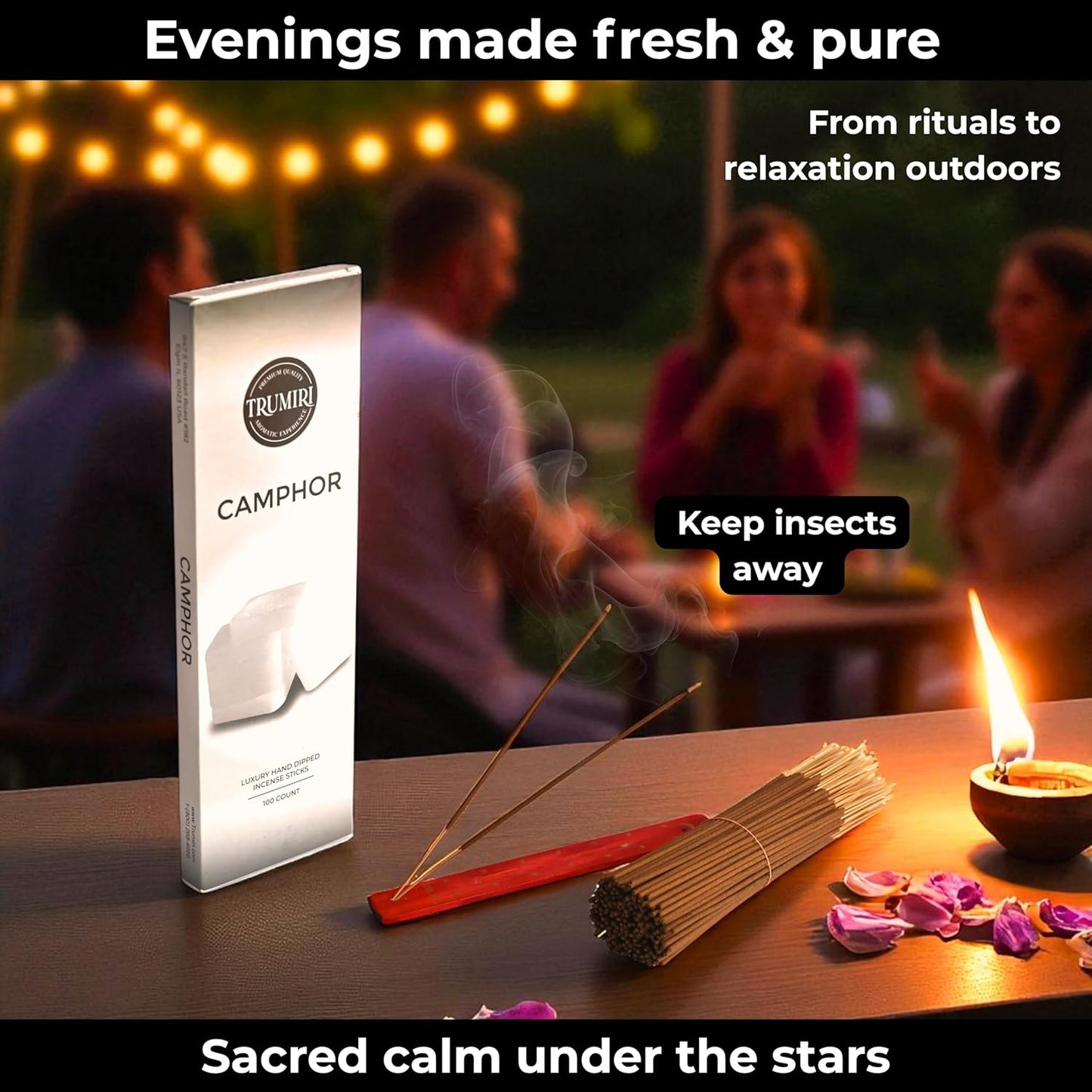 Camphor Incense Sticks - Bulk Pack of 100 Insence-Sticks - Made with Natural Non Toxic Alcanfor Inscent - Scented Incienso Spiritual Insense Incents