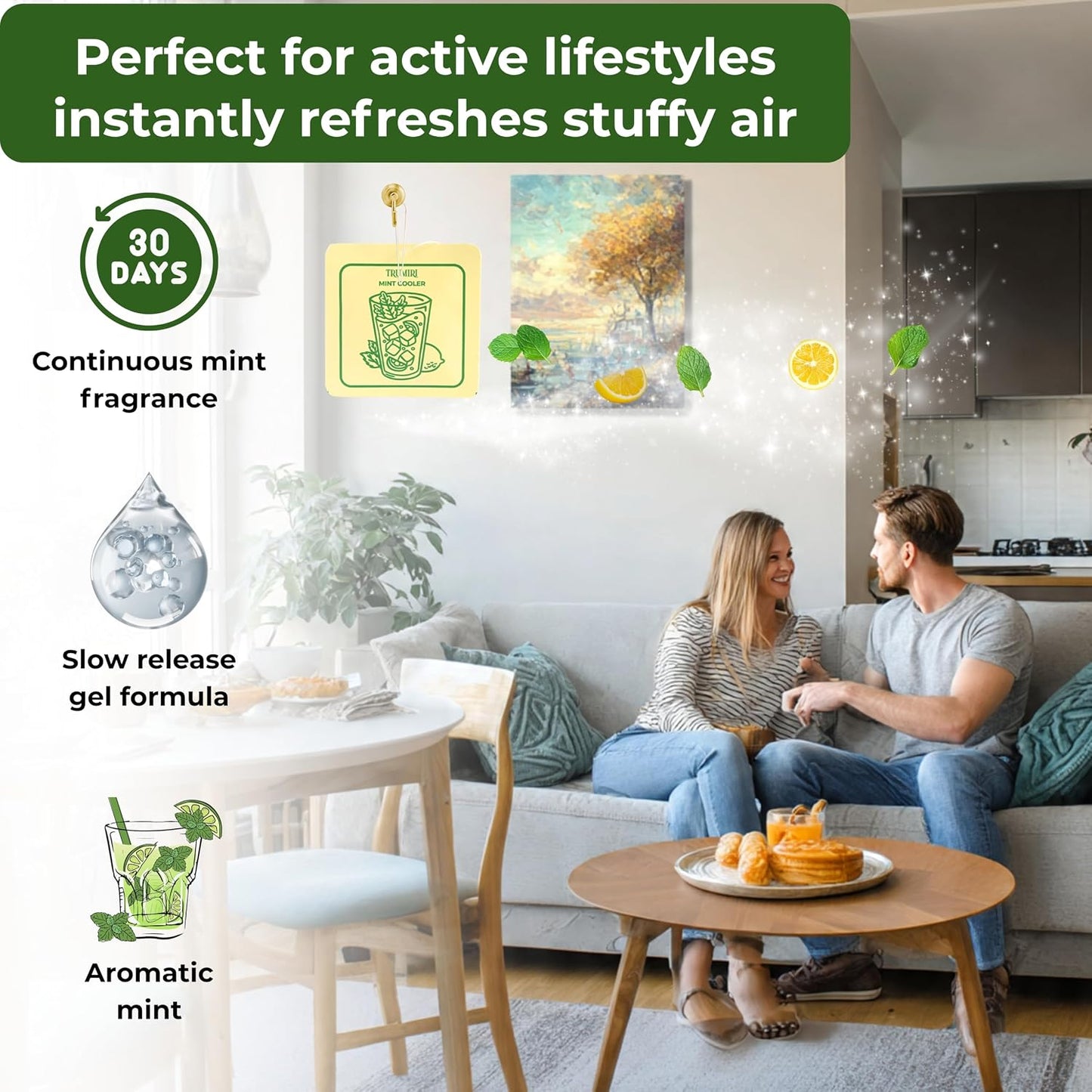 Mint Cooler - Room Deodorizer Gel Odor Eliminator For Home - Bathroom Air Freshener Odor Absorber - Closet Deodorizer - Long Lasting Non Plug In Strong Scent For Kitchen Trash Basement Rv Smell