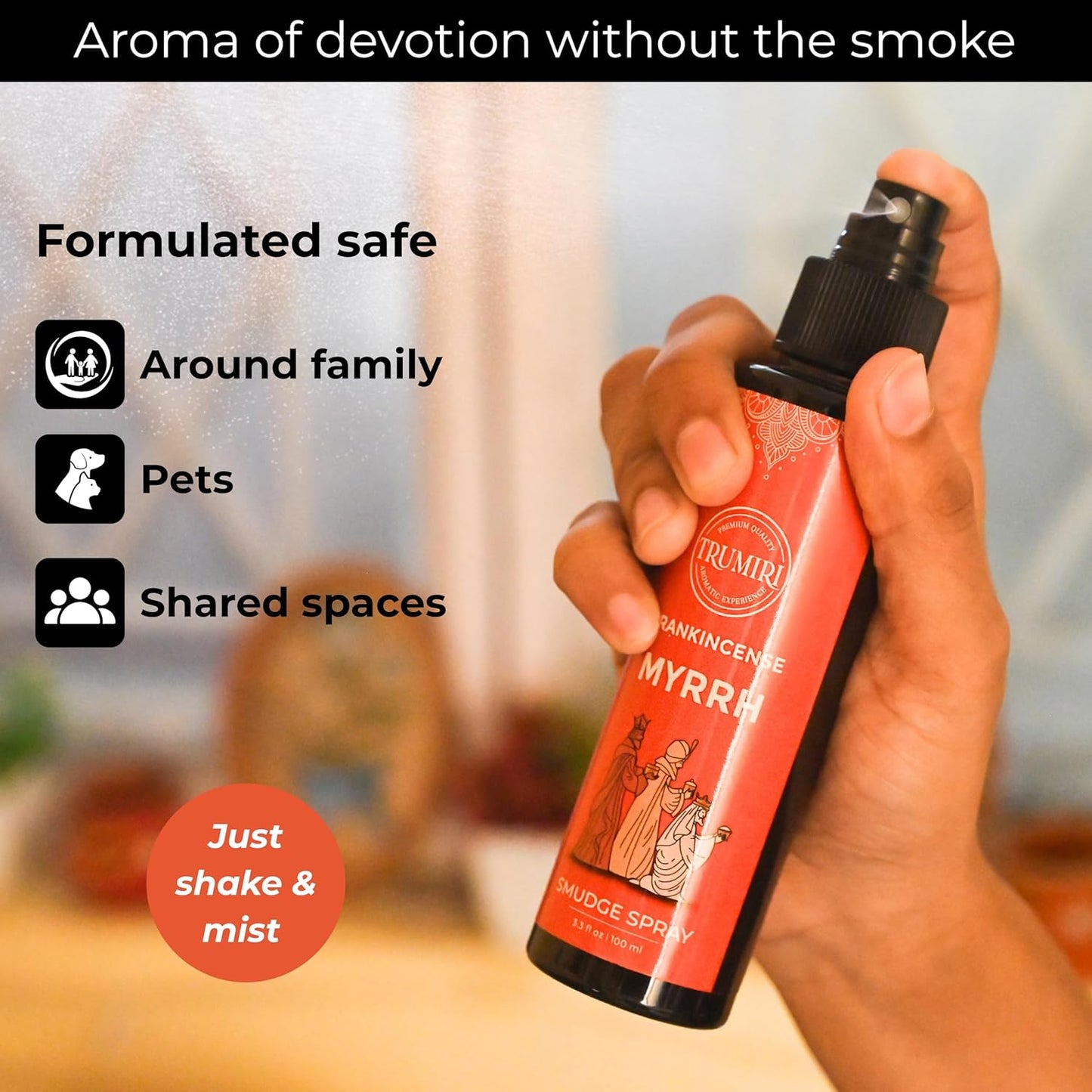 Frankincense And Myrrh Essential Oil Spray For Negative Energy Cleansing Of Home - Non Toxic Natural Room Spray And Body Mist - Essential Oil Car Freshener