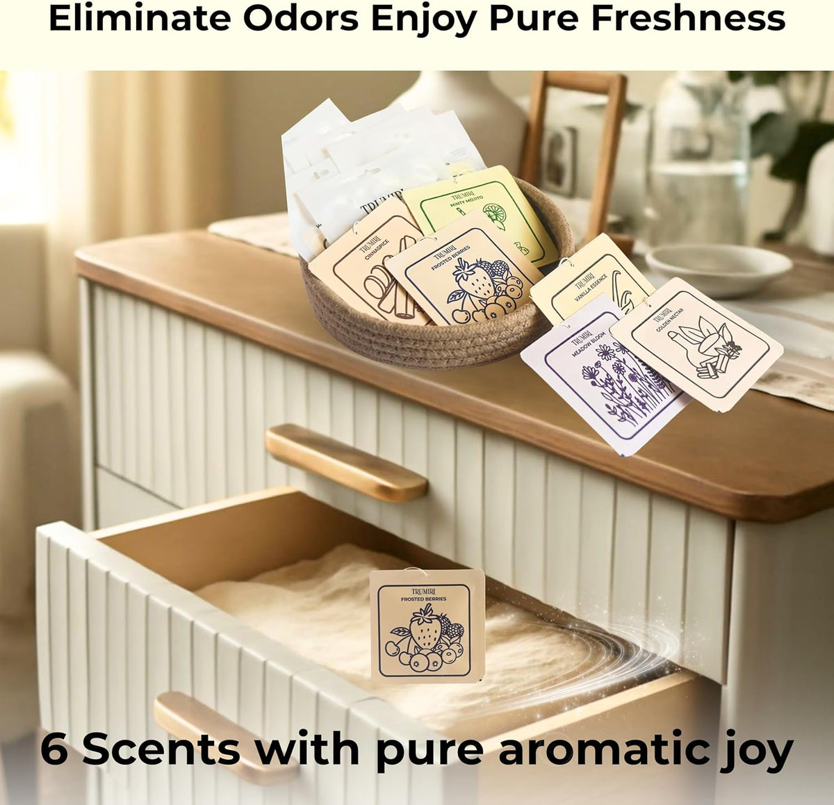 Frosted Berries|Cinnamon|Vanilla|Mint|Lavender|Sandalwood Scented Drawer & Closet Air Freshener Sachet – Variety Pack of 6 – Long-Lasting Hanging Bag, Diffuser, Odor Eliminator, Wardrobes, Dressers