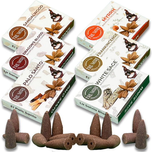 Trumiri Woody Scents Backflow Incense Cones Variety Pack of 6 Scents with 10 Backflow Cones per Scent - Total 60 Cones