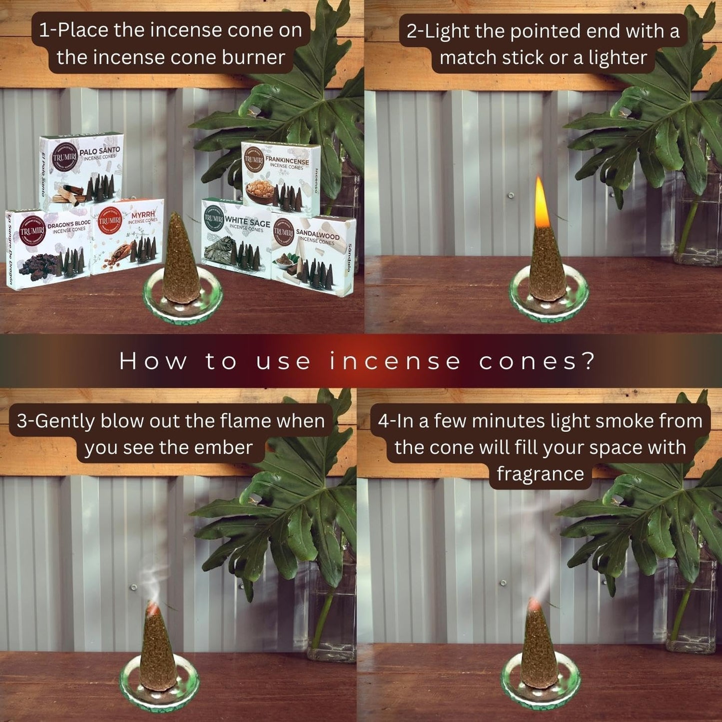 Woody Scents Incense Cones Variety Pack of 6 Scents with 10 Cones per Scent - Total 60 Cones