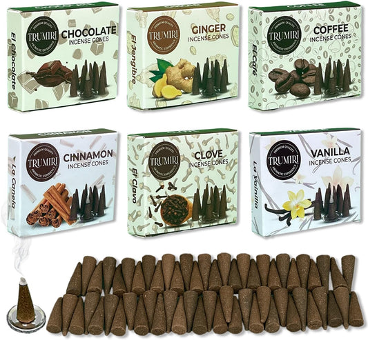 Trumiri Gourmet Scents Incense Cones Variety Pack of 6 Scents with 10 Cones per Scent - Total 60 Cones
