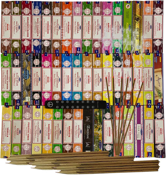 Satya 12 Randomly Selected Scents Incense Sticks Variety Pack - 12 Packs of 15g - Total Approx 180 sticks