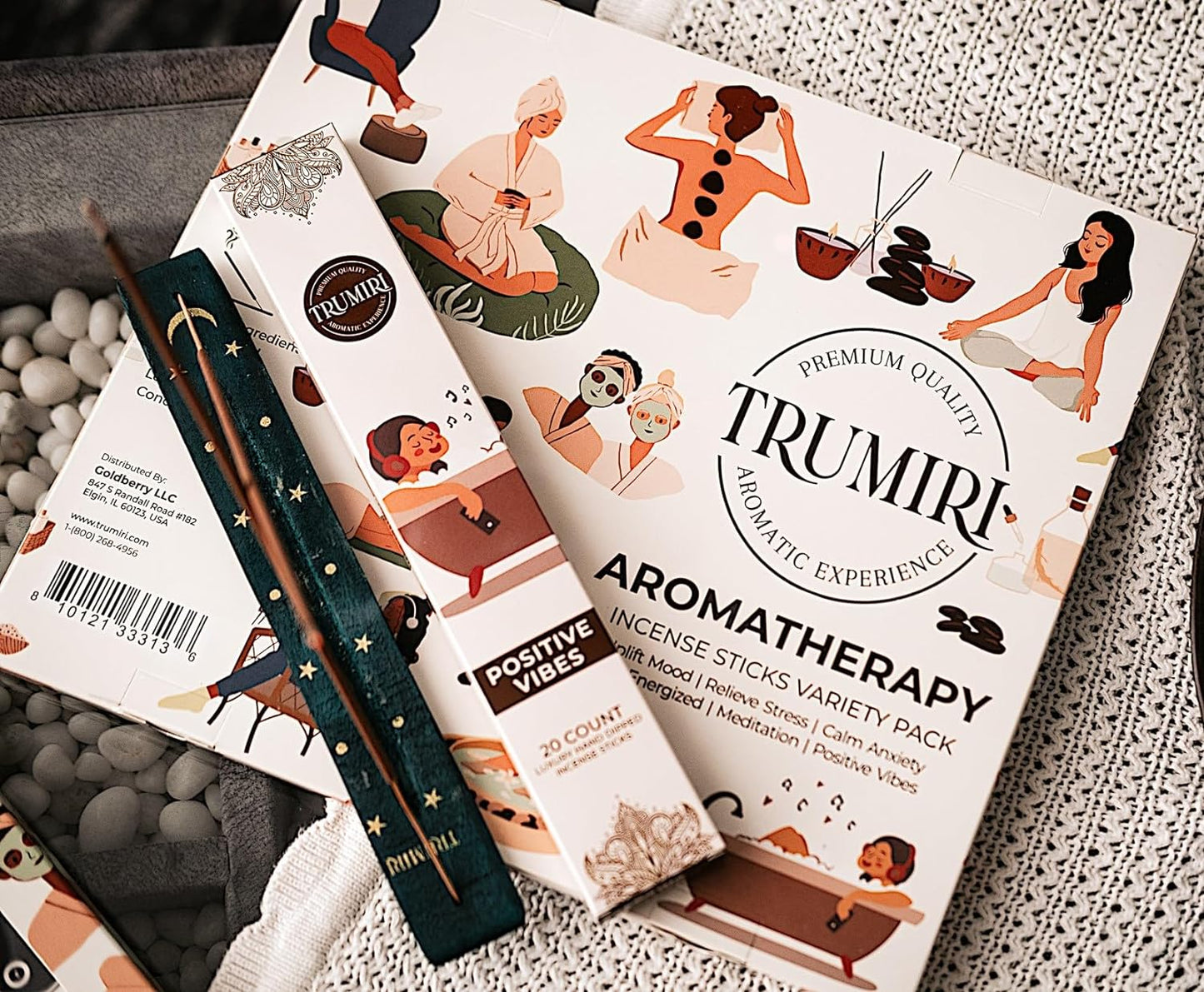 Aromatherapy Incense Sticks Variety Pack with Incense Holder - 6 Scents - 20 Sticks/Scent - Total 120 Sticks - Incienso Sahumerio Agarbatti