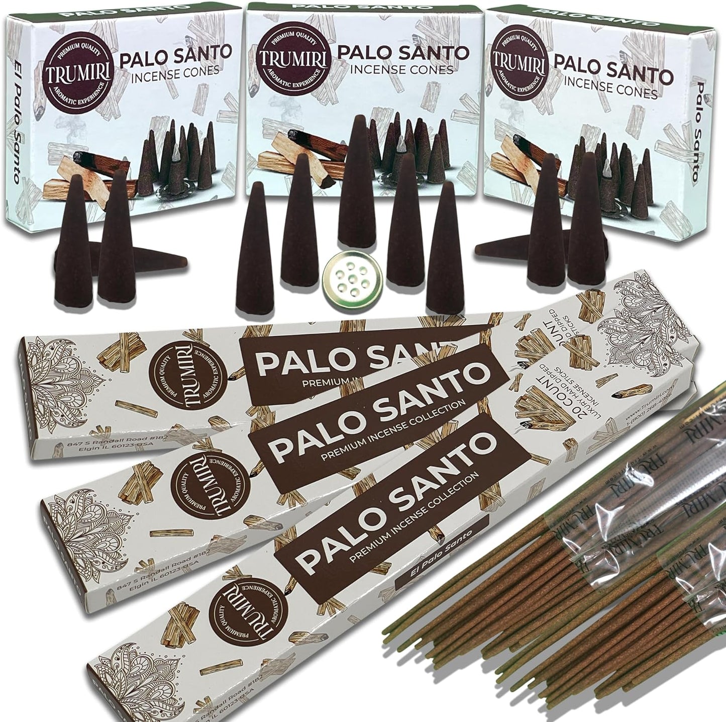 Trumiri Incense Sticks and Cones Combo Pack - Total 60 Sticks and 30 Incense Cones