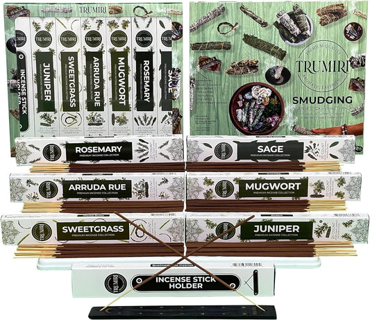 Smudging Incense Sticks Variety Pack with Incense Holder - 6 Scents - 20 Sticks/Scent - Total 120 Sticks - Incienso Sahumerio Agarbatti Joss Sticks