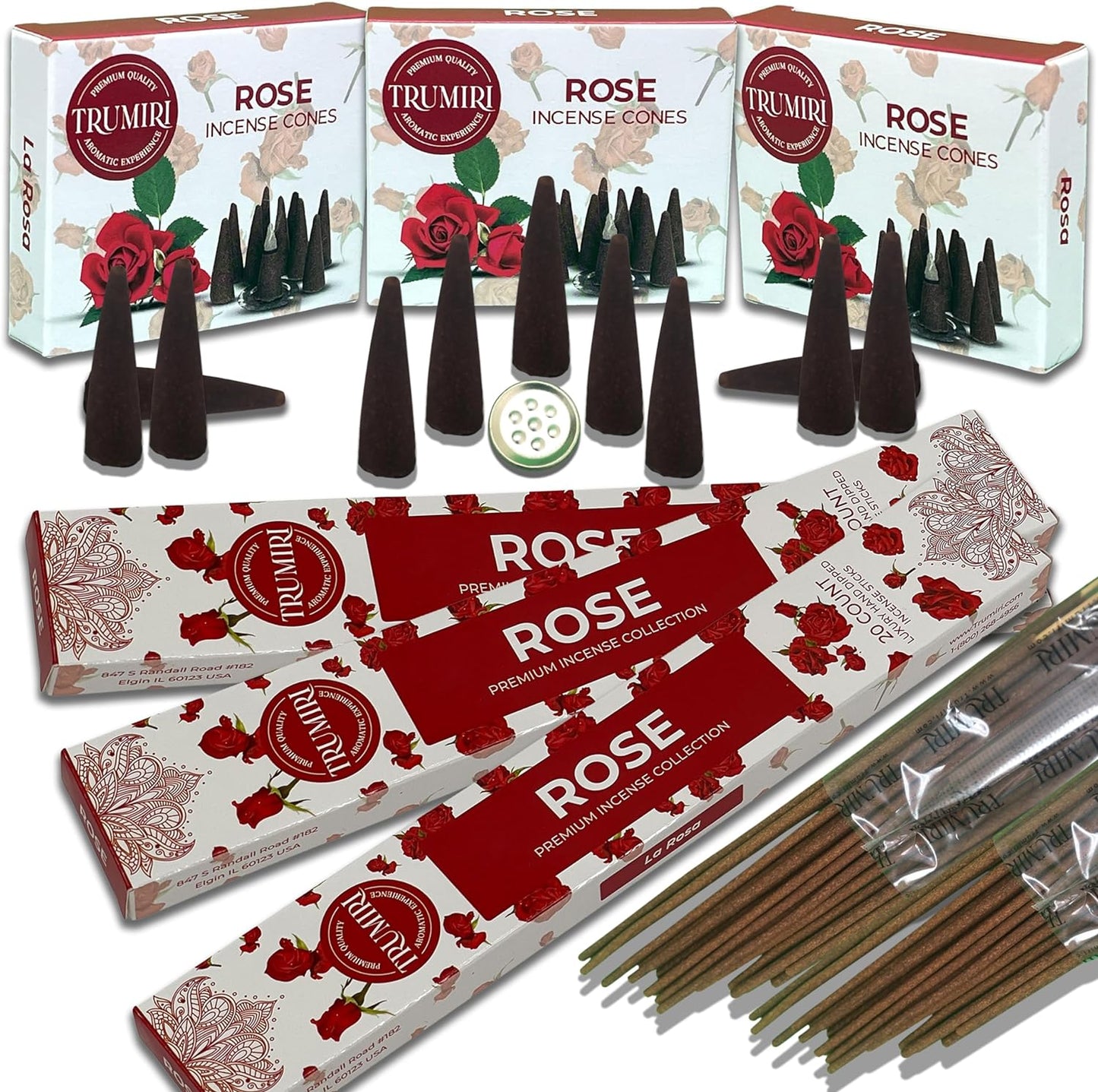 Trumiri Incense Sticks and Cones Combo Pack - Total 60 Sticks and 30 Incense Cones