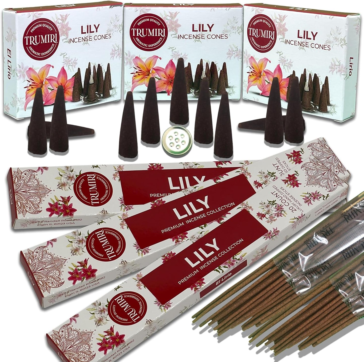 Trumiri Incense Sticks and Cones Combo Pack - Total 60 Sticks and 30 Incense Cones