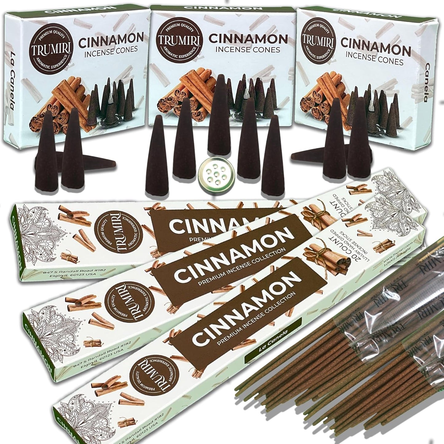 Trumiri Incense Sticks and Cones Combo Pack - Total 60 Sticks and 30 Incense Cones
