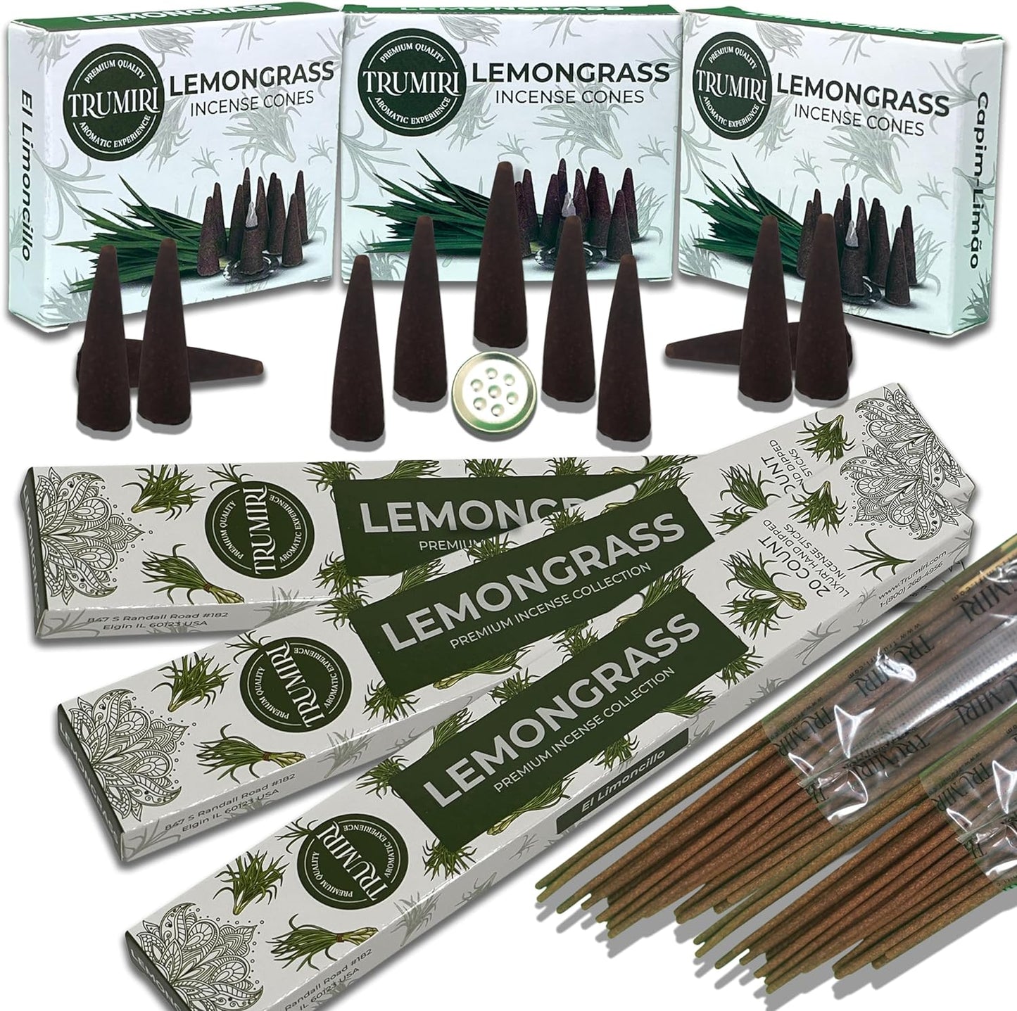 Trumiri Incense Sticks and Cones Combo Pack - Total 60 Sticks and 30 Incense Cones