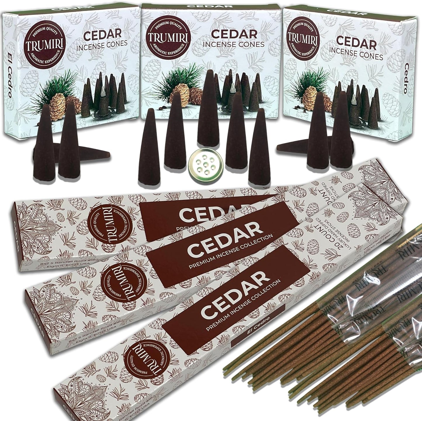 Trumiri Incense Sticks and Cones Combo Pack - Total 60 Sticks and 30 Incense Cones