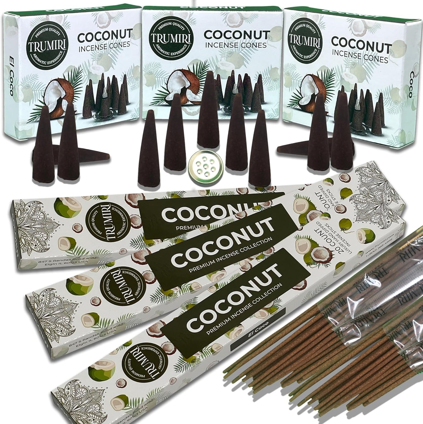 Trumiri Incense Sticks and Cones Combo Pack - Total 60 Sticks and 30 Incense Cones