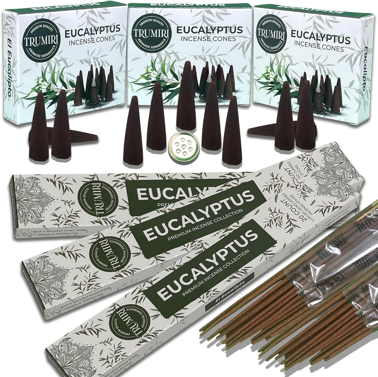 Trumiri Incense Sticks and Cones Combo Pack - Total 60 Sticks and 30 Incense Cones