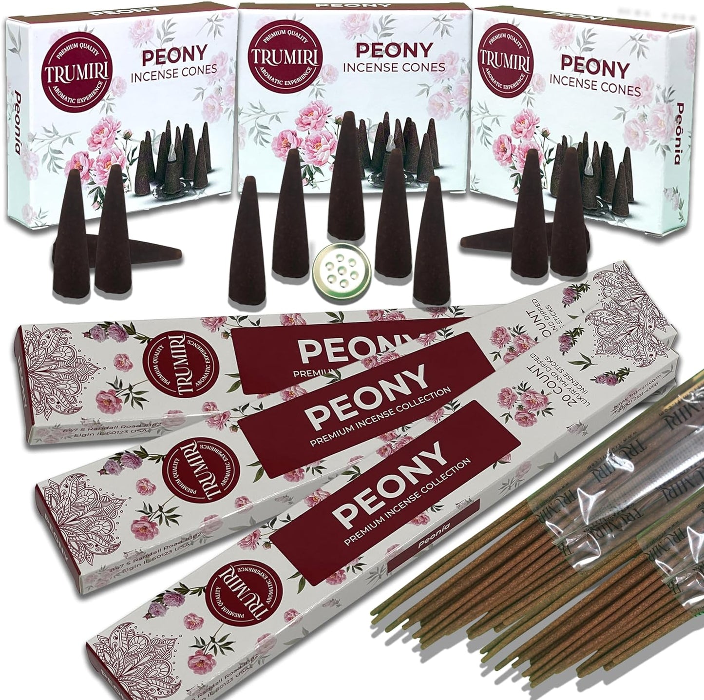 Trumiri Incense Sticks and Cones Combo Pack - Total 60 Sticks and 30 Incense Cones
