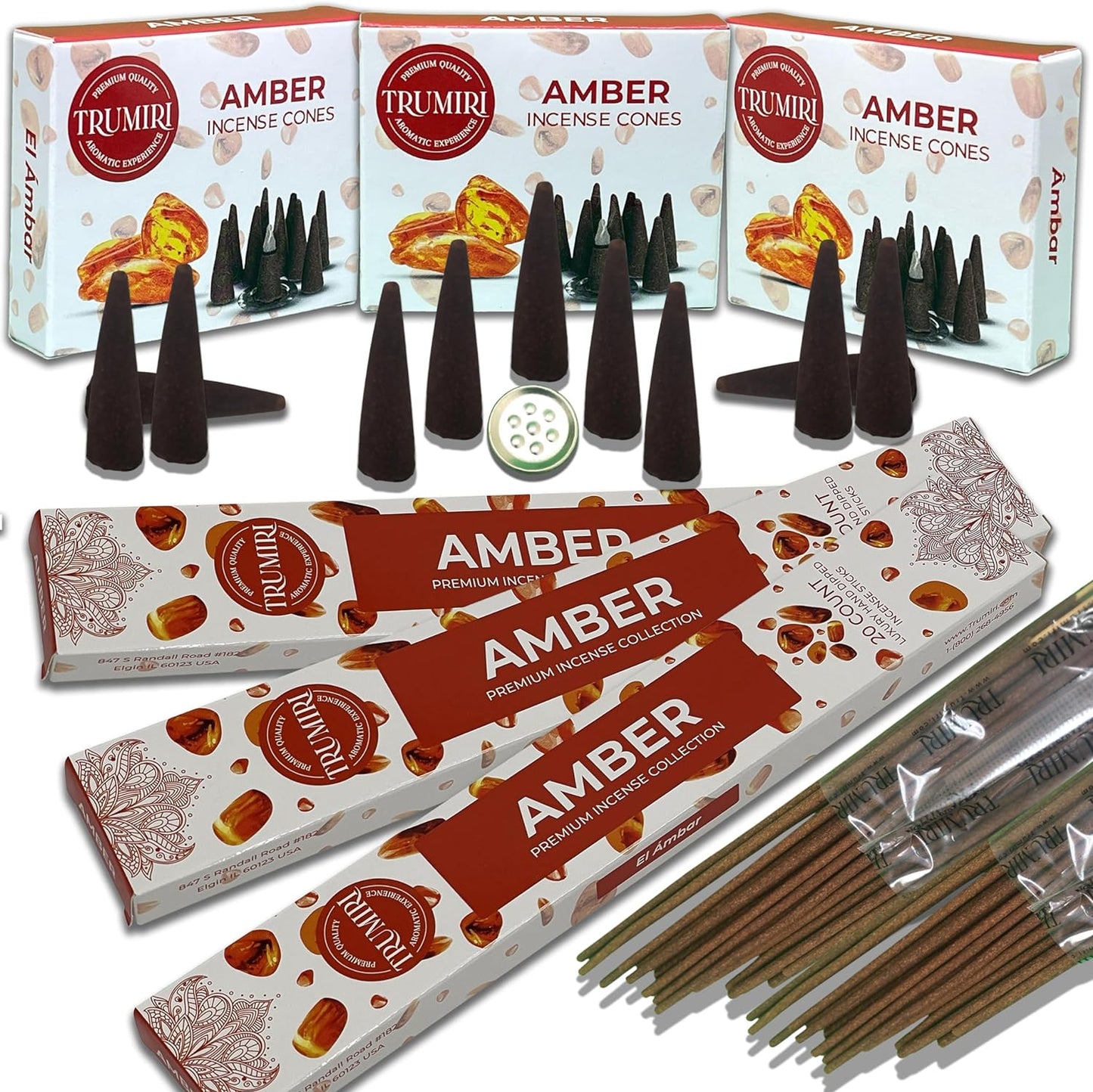 Trumiri Incense Sticks and Cones Combo Pack - Total 60 Sticks and 30 Incense Cones
