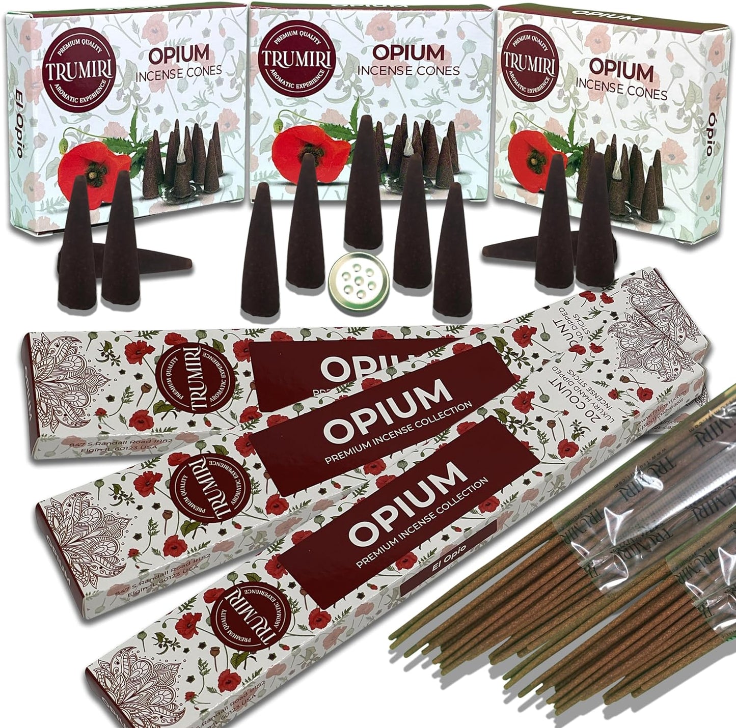 Trumiri Incense Sticks and Cones Combo Pack - Total 60 Sticks and 30 Incense Cones