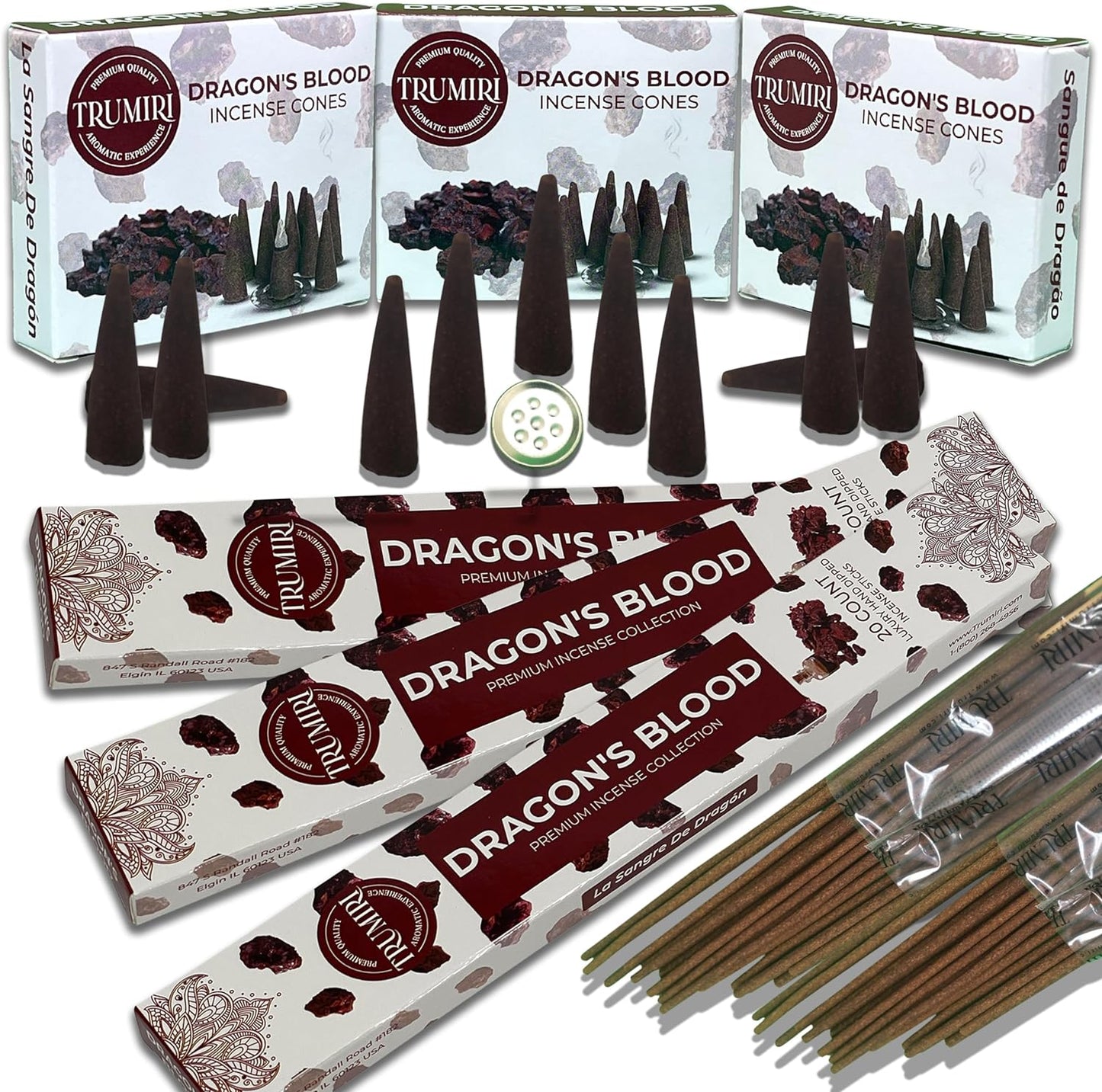 Trumiri Incense Sticks and Cones Combo Pack - Total 60 Sticks and 30 Incense Cones