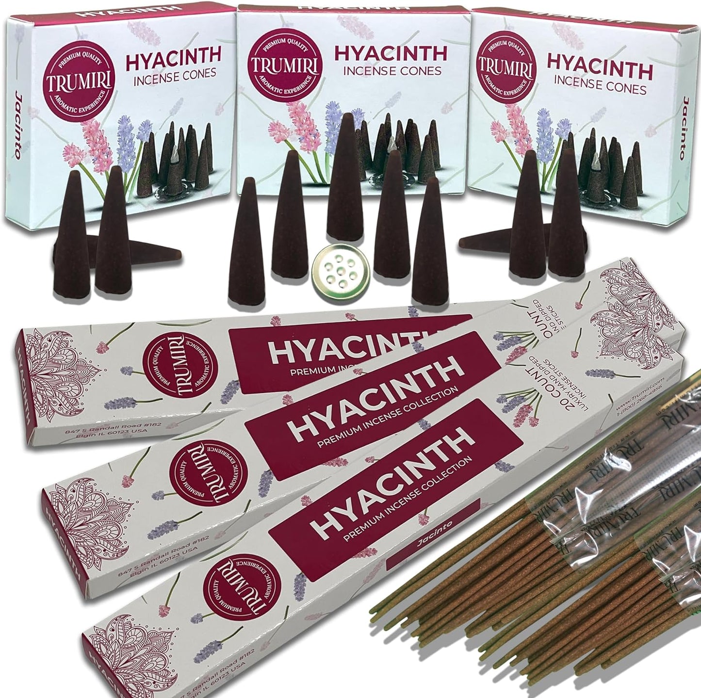 Trumiri Incense Sticks and Cones Combo Pack - Total 60 Sticks and 30 Incense Cones