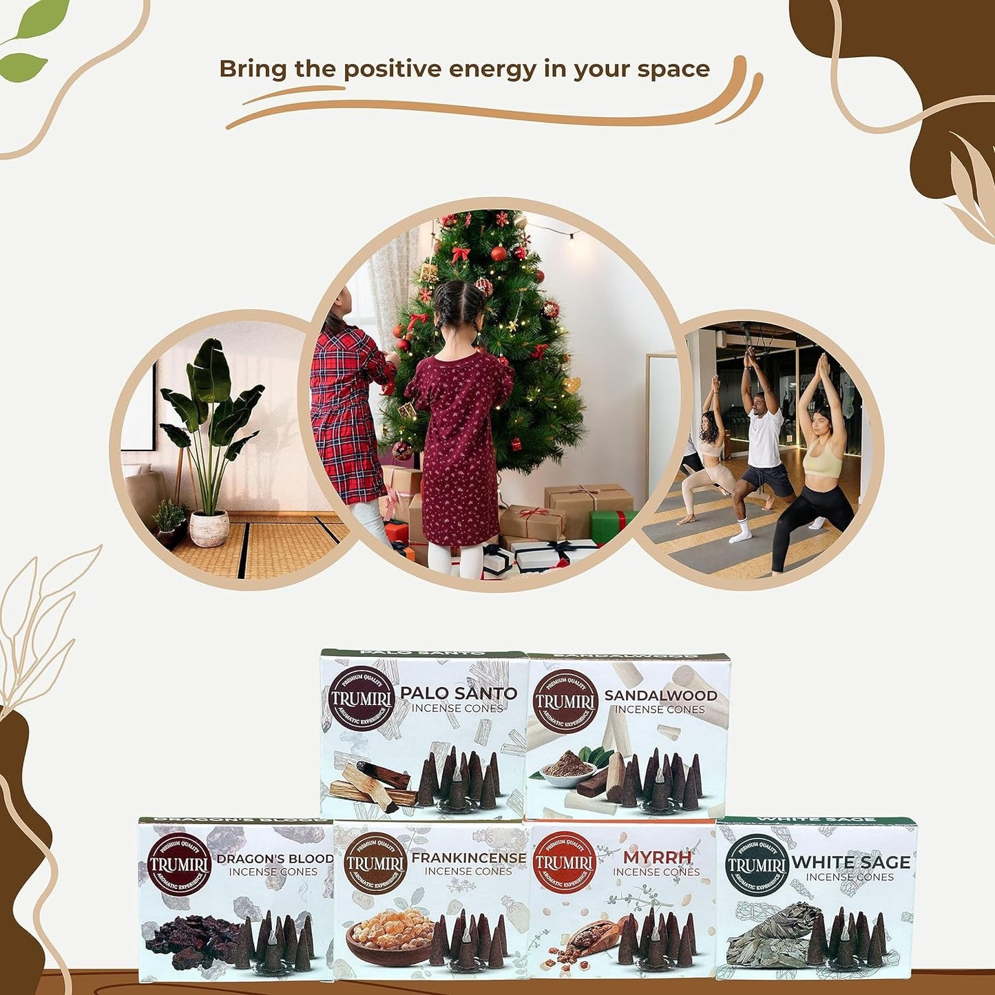 Woody Scents Incense Cones Variety Pack of 6 Scents with 10 Cones per Scent - Total 60 Cones