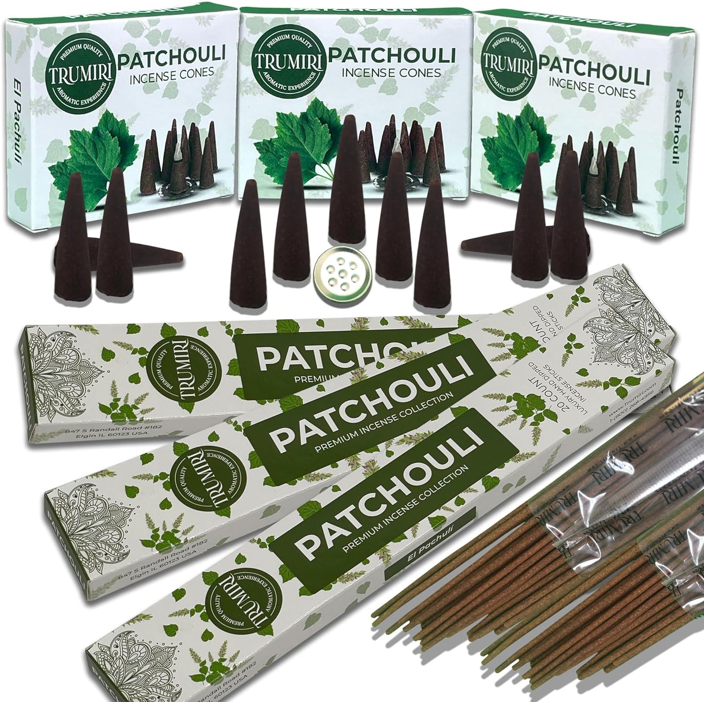 Trumiri Incense Sticks and Cones Combo Pack - Total 60 Sticks and 30 Incense Cones