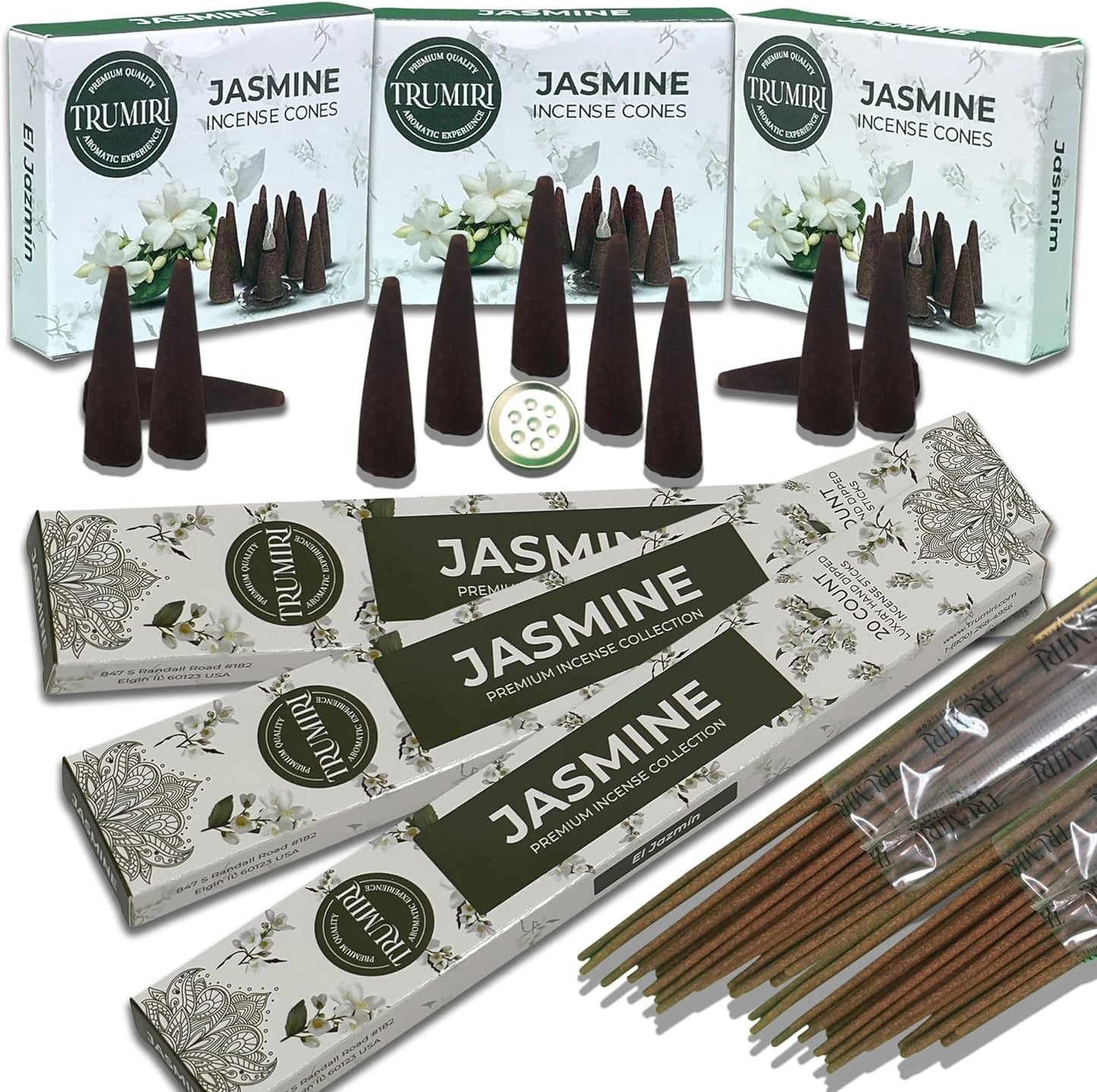 Trumiri Incense Sticks and Cones Combo Pack - Total 60 Sticks and 30 Incense Cones