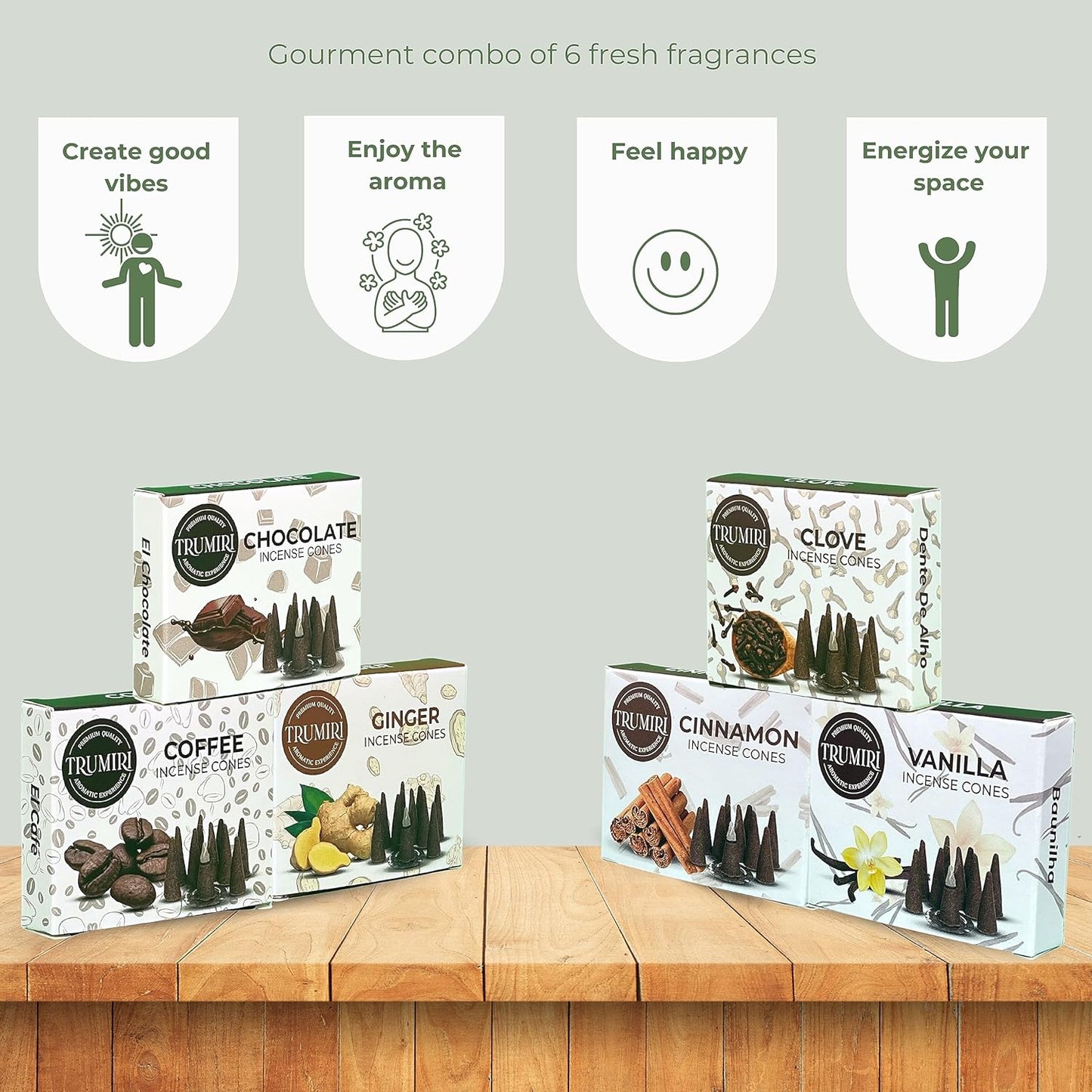 Gourmet Scents Incense Cones Variety Pack of 6 Scents with 10 Cones per Scent - Total 60 Cones