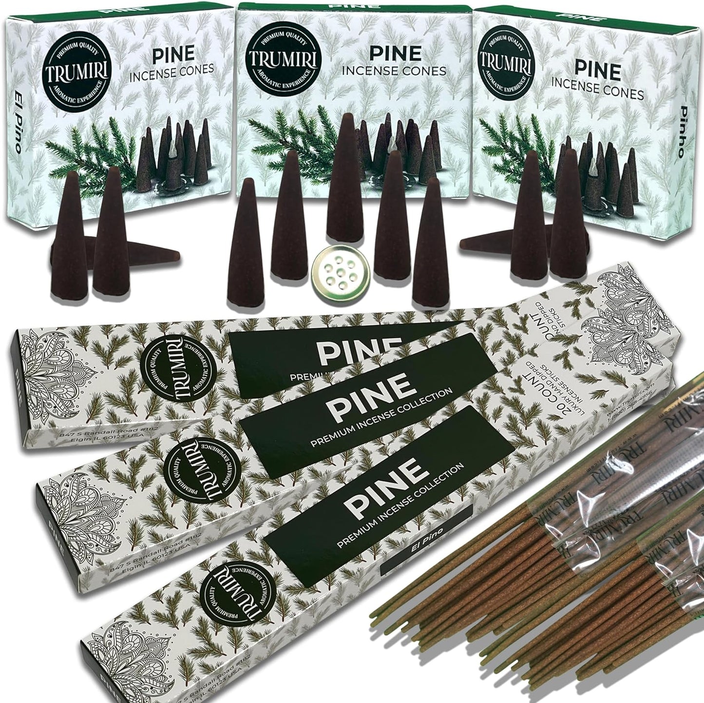Trumiri Incense Sticks and Cones Combo Pack - Total 60 Sticks and 30 Incense Cones