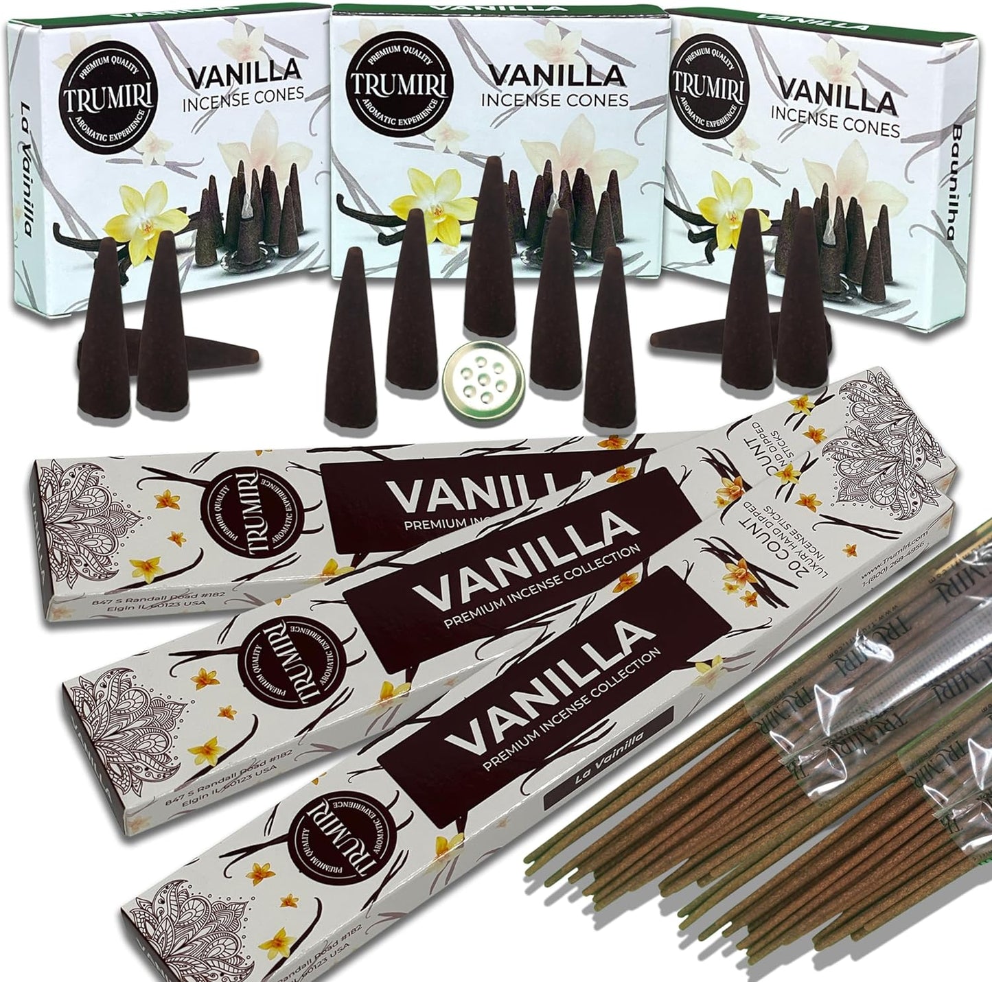 Trumiri Incense Sticks and Cones Combo Pack - Total 60 Sticks and 30 Incense Cones