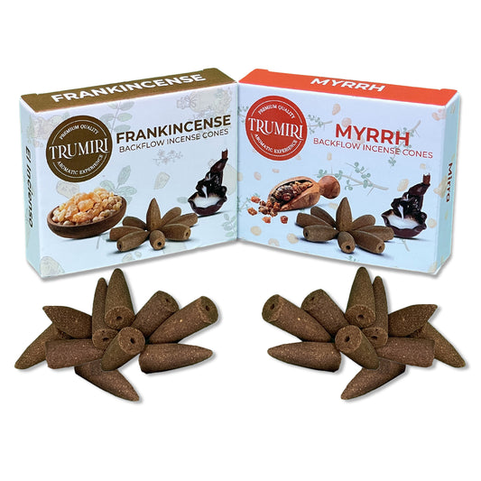 Trumiri Backflow Incense Cones Combo Packs - 2 Scents - 10 Cones per Scent - Total 20 Backflow Cones