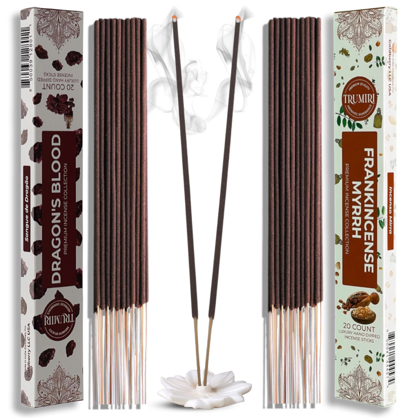 Trumiri Incense Sticks Combo Packs - 20 Sticks per Scent - Total 40 Incense Sticks