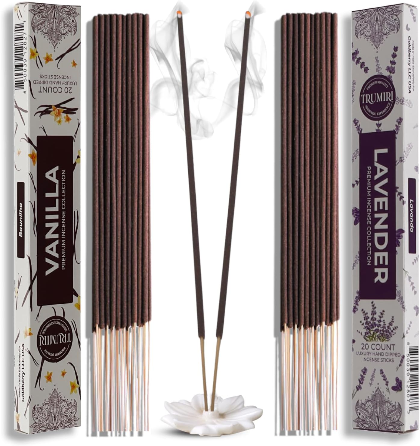 Trumiri Incense Sticks Combo Packs - 20 Sticks per Scent - Total 40 Incense Sticks