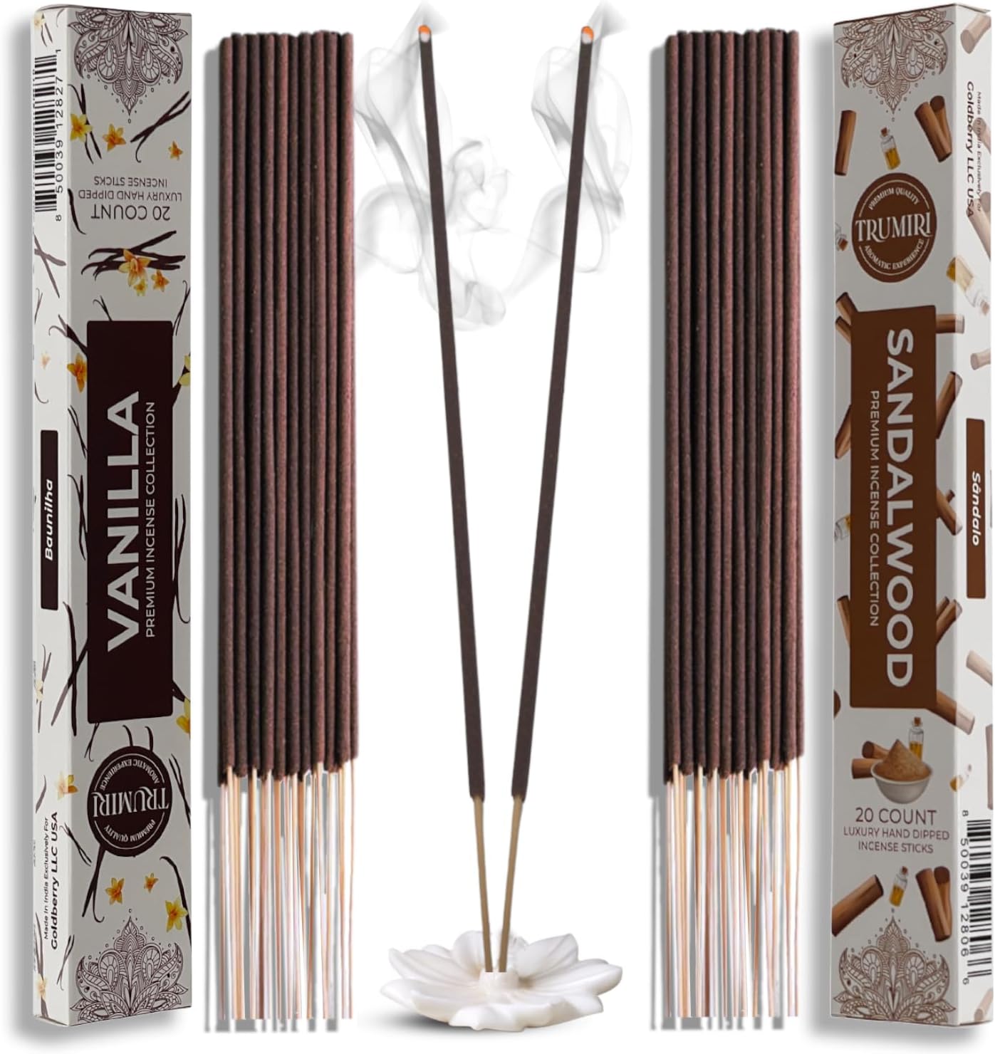 Trumiri Incense Sticks Combo Packs - 20 Sticks per Scent - Total 40 Incense Sticks