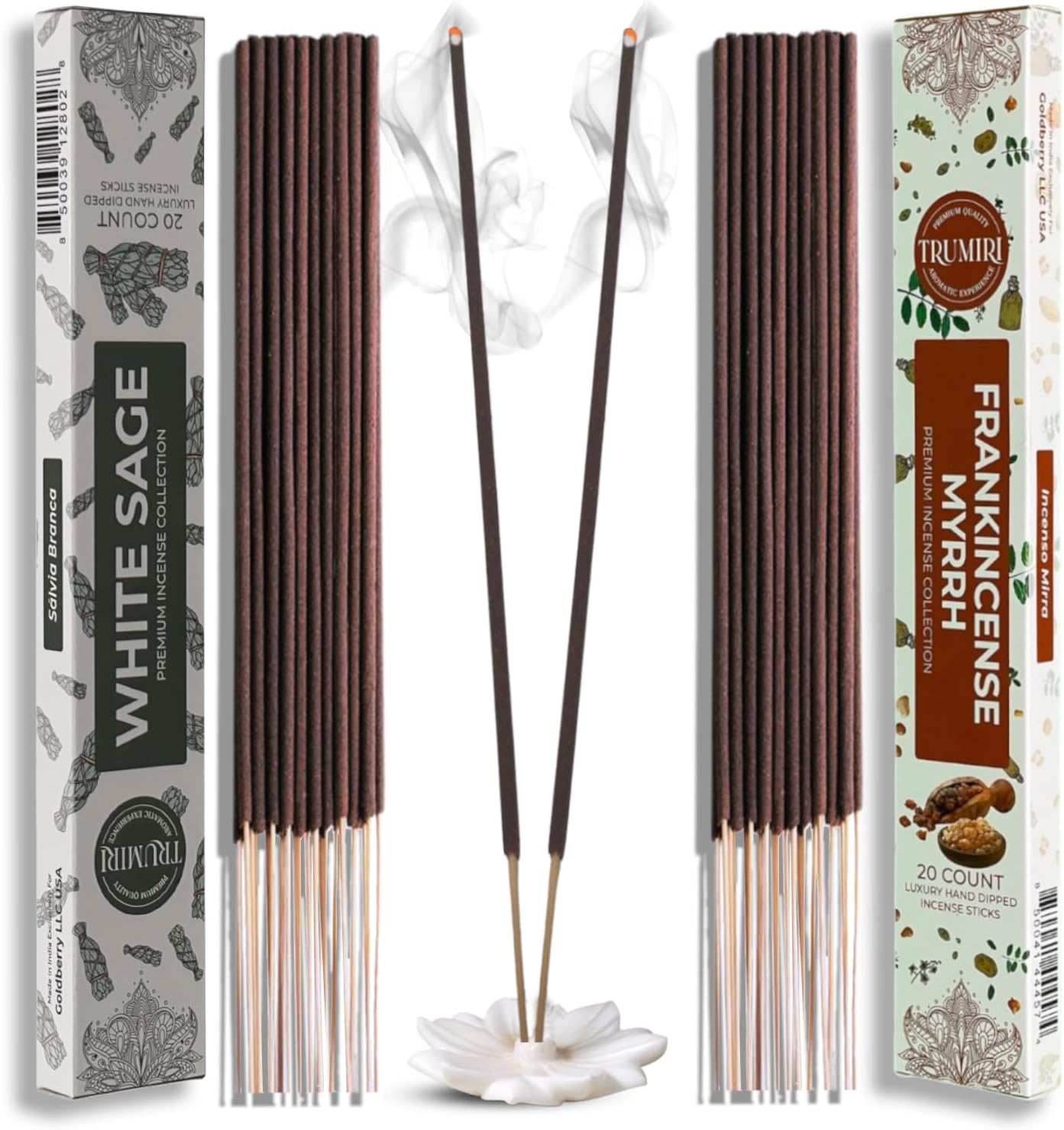 Trumiri Incense Sticks Combo Packs - 20 Sticks per Scent - Total 40 Incense Sticks