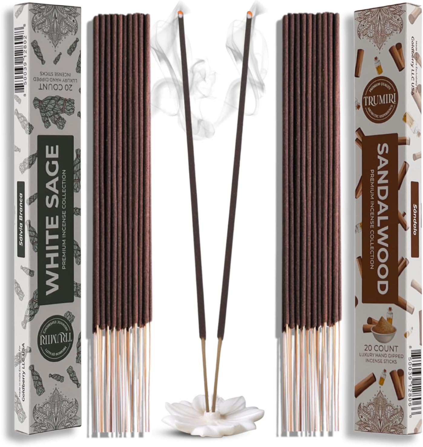 Trumiri Incense Sticks Combo Packs - 20 Sticks per Scent - Total 40 Incense Sticks